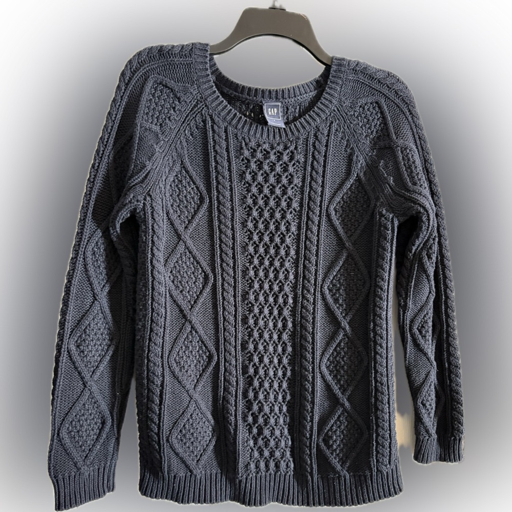GAP Navy Blue Cable Knit Crewneck Sweater
